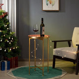 HollyHOME Small Round Metal End Table, Accent Indoor&Outdoor Coffee Side Table, Snack Sofa Table for Living Room - Photo 9