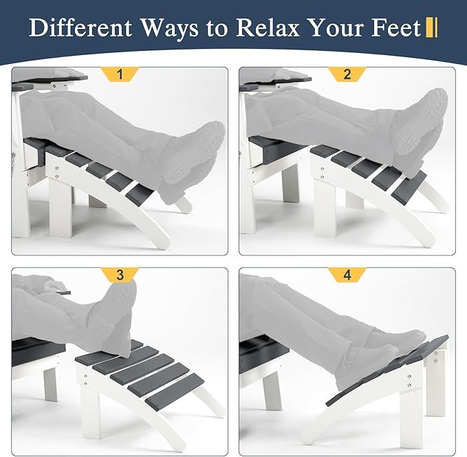 BPS Adirondack Ottoman, HDPE Plastic Outdoor Footrest, All Weather Foot Stool for Adirondack Chair, Outdoor Foot Rest for Patio,Backyard, Lawn, Fire Pits