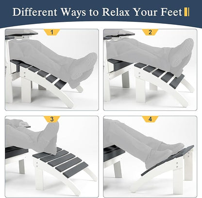BPS Adirondack Ottoman, HDPE Plastic Outdoor Footrest, All Weather Foot Stool for Adirondack Chair, Outdoor Foot Rest for Patio,Backyard, Lawn, Fire Pits