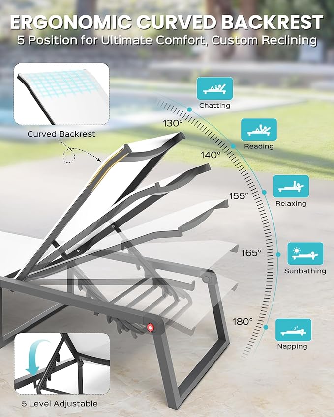 Aluminum Chaise Lounge Outdoor Set of 2 - Photo 4