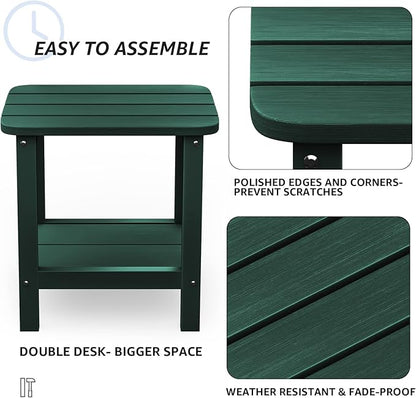 SERWALL Adirondack Table Outdoor Side Table- Green