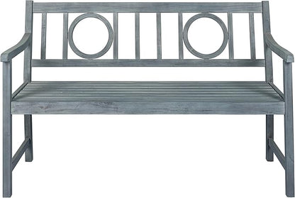 Eyely HNB104B Giana 51.2" 3-Seat Circle-Back 600-Lbs Support Acacia Wood Outdoor Garden Patio Bench for Garden, Lawn, Backyard, Pool, Deck, Beach, Firepit, Gray