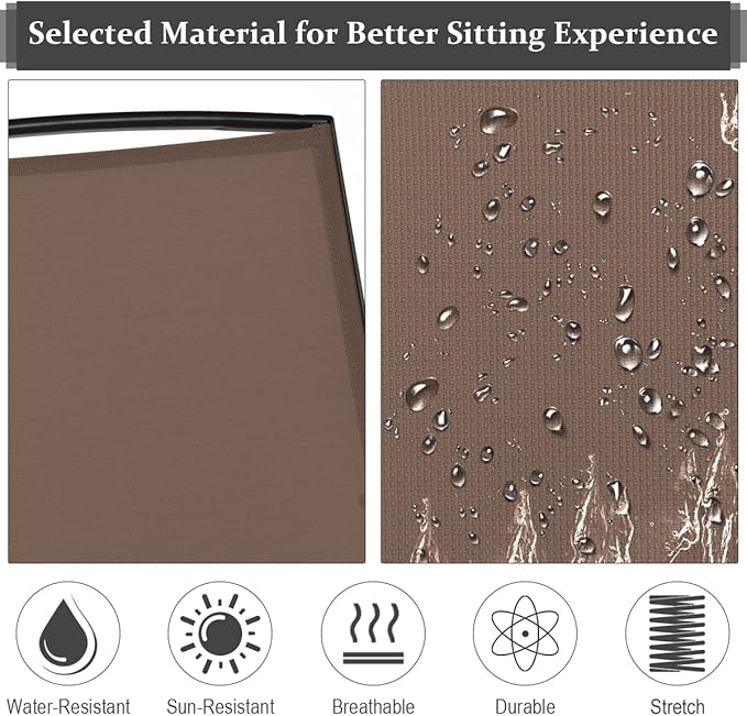 Giantex Patio Bench Glider Chair with Metal Frame, Center Tempered Glass Table, Outside Double Rocking Swing Loveseat for Porch, Garden, Poolside, Balcony, Lawn Rocker Outdoor Glider Bench(Brown)