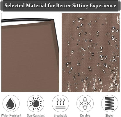 Giantex Patio Bench Glider Chair with Metal Frame, Center Tempered Glass Table, Outside Double Rocking Swing Loveseat for Porch, Garden, Poolside, Balcony, Lawn Rocker Outdoor Glider Bench(Brown)