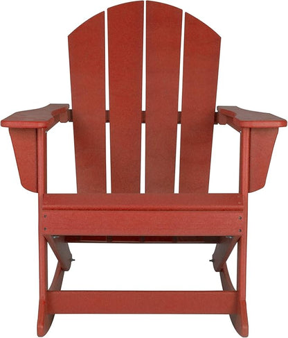 WO WESTIN OUTDOOR HDPE Laguna Outdoor Rocking Poly Adirondack Chair, Red