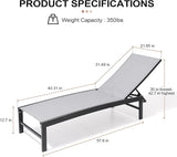 Crestlive Products Chaise Lounge Chair Outdoor Set of 2, Adjustable 5 Positions Pool Tanning Recliner - Photo 3