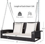RELAX4LIFE Porch Swing 2-Seat Patio Rattan, Wicker Porch Swings Outdoor W/Two 7.9 Ft Solid Steel Chain - Photo 8