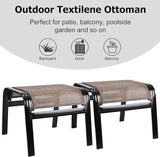 Patio Ottoman Outdoor Footstools Assembled Aluminum Footrest Small Seat for Balcony,Backyard 2 Pack Brown - Photo 5