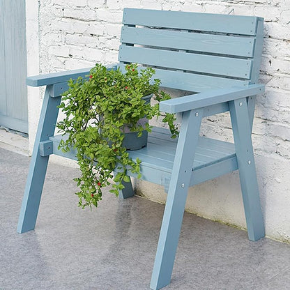 Outdoor Garden Bench, Patio Bench, Park Wooden Bench with Sturdy Backrest Armrests, for Lawn, Balcony, Yard, Bench Chair with Slatted Design(White)