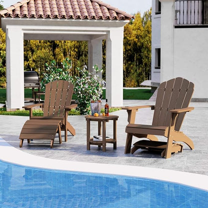 YEFU Adirondack Ottoman, Patio Foot Rest, Adirondack Foot Rest (4-Piece Folding Adirondack Ottoman, Teak)