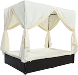 SOFTSEA Outdoor Rattan Daybed with Cushions and Adjustable Seats, Wicker Outdoor Sunbed for Yard Garden, Beige - Photo 6