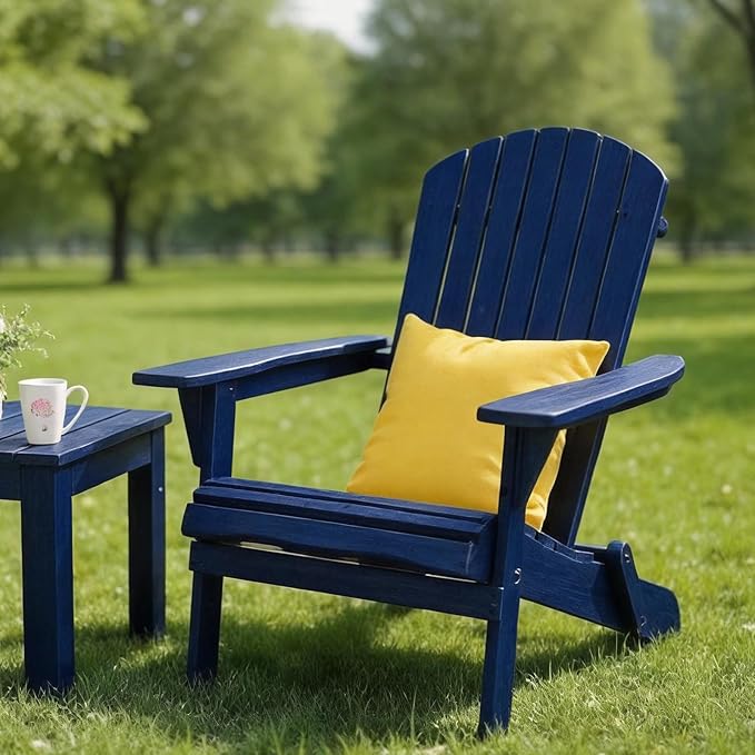 VINGLI Folding Adirondack Chairs Set of 4, Wood Adirondack Chair for Outdoor, Foldable Fire Pit Chairs for Patio, BBQ - Photo 6