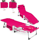 Goplus Tanning Chair with Face Arm Holes, Portable Sunbathing Chair w/4-Level Backrest, Head Pillow - Photo 1