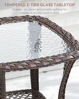 3 Piece Patio Brown Wicker Chairs with Side Table - Outdoor High Back Heavy Duty All-Weather Lawn Dining Rattan Chair - Photo 4