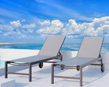 QAQA Patio Chaise Lounge Set of 2, Outdoor Lounge Chairs with 5 Adjustable Positions and Wheels - Photo 1