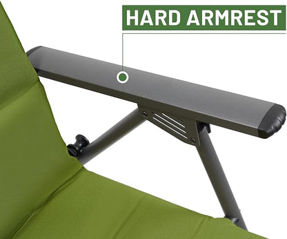 TIMBER RIDGE Oversized Folding Rocking Camping Chair, Padded Outdoor Rocker with High Back, Portable Outdoor Chair for Patio, Garden, Lawn, Supports up to 400 lbs, Green, 2 Pack
