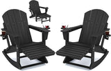 KINGYES Adirondack Rocking Chair Set of 2 with Retractable Ottoman and Cup Holders - Photo 1
