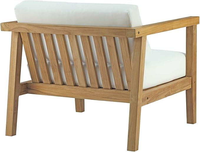 Modway Bayport Teak Wood Outdoor Patio Armchair in Natural White - Photo 5