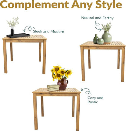 Sunnydaze 33.75" W Outdoor Dining Table for 4 - Rodanthe Acacia Wood Outdoor Table for Patio - Square - Natural Oil Finish - Seats 4 People