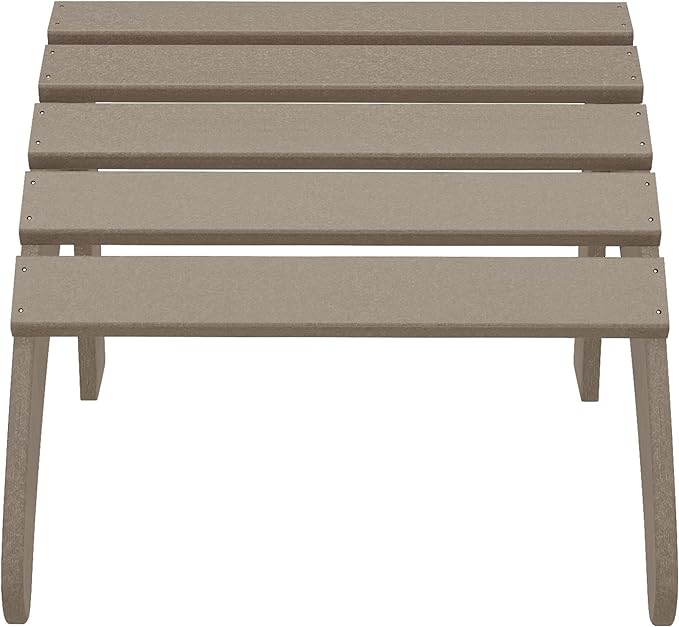 WestinTrends Outdoor Patio Adirondack Ottoman Foot Rest, All Weather Poly Lumber Foot Stool for Adirondack Chair, Widely Used for Outside Porch Pool Lawn Backyard, Weathered Wood