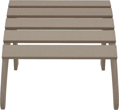 WestinTrends Outdoor Patio Adirondack Ottoman Foot Rest, All Weather Poly Lumber Foot Stool for Adirondack Chair, Widely Used for Outside Porch Pool Lawn Backyard, Weathered Wood