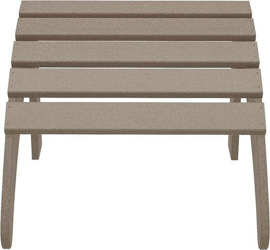 WestinTrends Outdoor Patio Adirondack Ottoman Foot Rest, All Weather Poly Lumber Foot Stool for Adirondack Chair, Widely Used for Outside Porch Pool Lawn Backyard, Weathered Wood