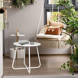 Babion White Round Patio Side Table, Small Accent End Table for Patio Yard Garden, Indoor & Outdoor - Photo 2