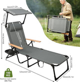 Tanning Chairs for Outside with Canopy, Folding Lounge Chairs - Photo 3