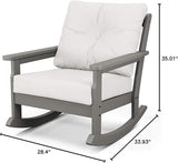Polywood® Vineyard Deep Seating Rocking Chair in Slate Grey/Natural Linen - Photo 3