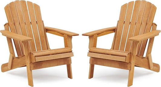 Oversized Wooden Folding Adirondack Chair with Pre-Assembled Backrest and Seat Board, Lounge Chair for Outdoor Patio Garden Lawn Backyard Firepit Deck Pool Beach