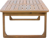 Merax Acacia Wood Outdoor Patio Furniture Set, 3-Seats Outdoor Daybed Sofa with Rectangular Coffee Table - Photo 7