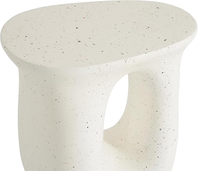 Christopher Knight Home Terraz Lightweight Concrete Outdoor Coffee Table, Small Side Table for Patio Furniture Set, MGO End Table for Patio/Deck/Garden, No Assembly Required, White
