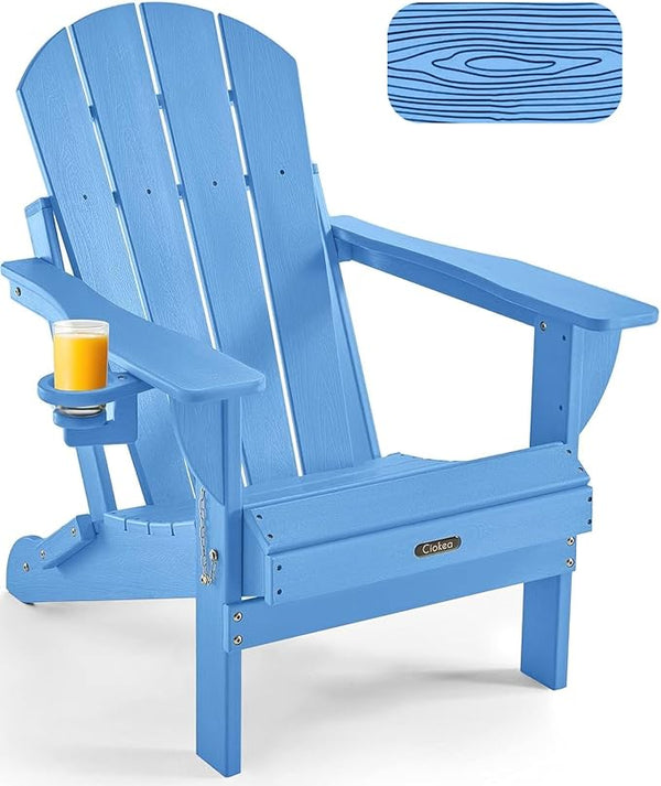 Ciokea Folding Adirondack Chair Wood Texture, Patio Adirondack Chair Weather Resistant - Photo 1