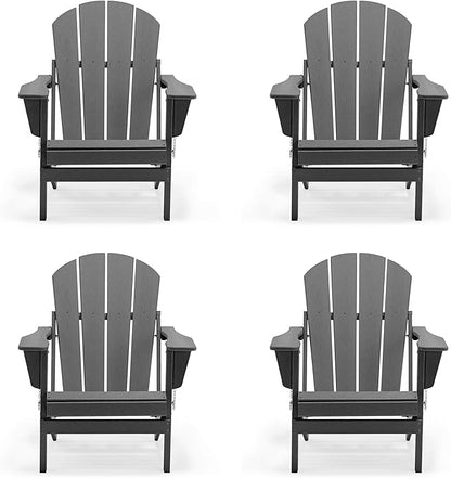 WO WESTIN OUTDOOR HDPE Laguna Outdoor Folding Poly Adirondack Chair (Set of 4), Gray