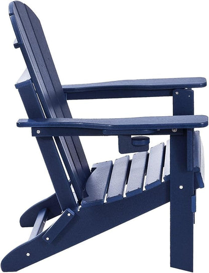 Adirondack Chair Plastic Set of 2 All-Weather Folding Fire Pit Navy Blue