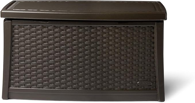 Suncast Elements Outdoor Resin Wicker Coffee Table with Storage, Java (2 Pack)