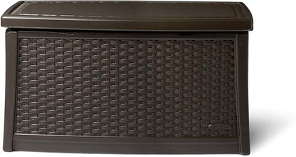 Suncast 30 Gallon Resin Outdoor Patio End Table Storage Box, Java, Made in the USA
