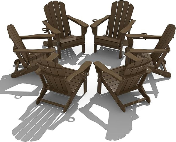 Domi Folding Adirondack Chair Set of 6, HDPE All-Weather Adirondack Chairs with Cup Holder - Photo 1