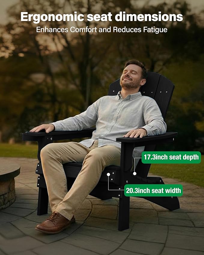 YEFU Adirondack Chair, Oversized Plastic Adirondack Chair Folding Outdoor Chairs with Cup Holder - Photo 6