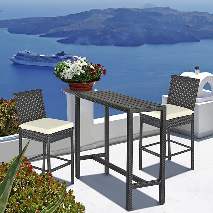 Outdoor Bar Table, Outdoor Console Table for Patio 45" Long Bar Height Table Hot Tub Tall Tables Wicker High Top Pub - Photo 3