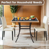 ECOTOUGE 35.2" Square Patio Table, Outdoor Wicker Dining Desk with Tempered Glass Top for 4-5 Persons - Photo 6