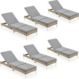 HOMREST Outdoor Chaise Lounge Chair Set of 6, Patio Wicker Lounge Chairs with Adjustable Backrest - Photo 1
