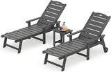 LUE BONA Chaise Lounge Chair with Table, 3-Piece, HDPS Chaise Lounger, 5 Positions Adjustable Lounge Chairs - Photo 1