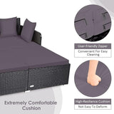 COSTWAY Outdoor Patio Rattan Daybed, Sponge Cushioned Loveseat Sofa with 4 Pillows, Wicker Furniture Sunbed for Balcony - Photo 8