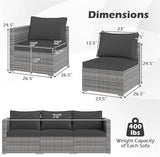 Tangkula 3 Seat Outdoor Wicker Sofa Set, Modular PE Rattan Patio Cushioned Sectional Couch Set - Photo 3