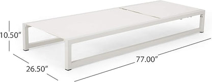 Christopher Knight Home Jerome Outdoor Aluminum Chaise Lounge with Mesh Seating (Set of 2), White