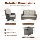 Belord 4 Piece Patio Wicker Furniture Set, Outdoor Swivel Rocker Chairs - Photo 2