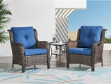 HUMMUH 3 Pieces Patio Bistro Set Wicker Patio Chairs Set of 2 with Tempered Glass Top Side Table Rattan Outdoor - Photo 2