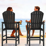 VINGLI Tall Adirondack Chairs Set of 2, All-Weather Plastic Adirondack Chair with Cup Holders - Photo 7