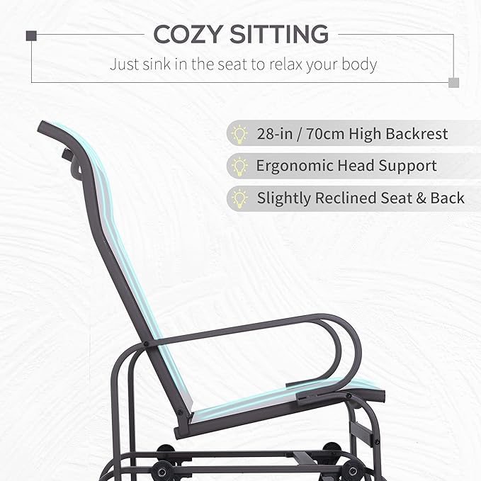 Outsunny Outdoor Glider Chair, Gliders for Outside Patio with Smooth Gliding Mechanism and Lightweight Construction for - Photo 5